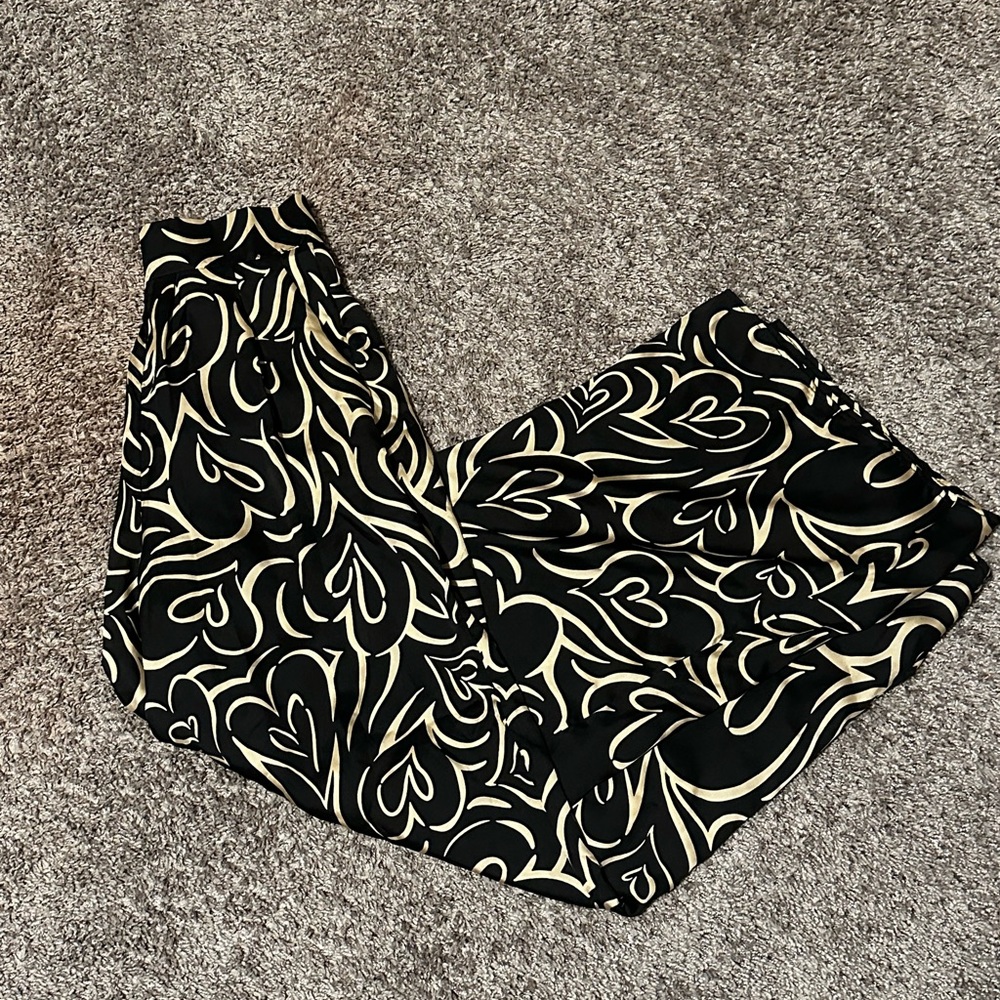Le Lis Black and Cream Patterned Trousers